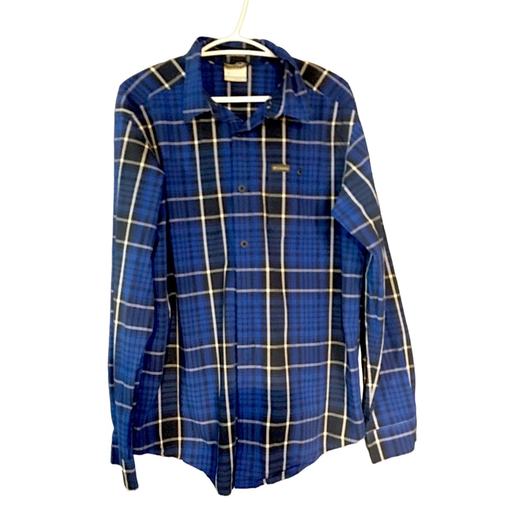 Blue flannel checkered buttoned down shirt (Men)